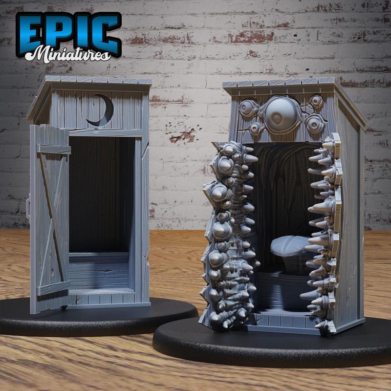 Mimic Outhouse ‧ DnD Miniature ‧ Tabletop Miniatures ‧ Gaming Monster ‧ 3D Model ‧ RPG ‧ DnDminis ‧ STL FILE