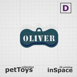 Pet - Dog - Tag - Oliver - Bone - Customized -