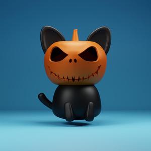 Halloween Pumpkin Cat