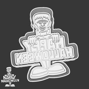 Halloween cookie cutters - happy halloween sign (frankenstein) (style 1)