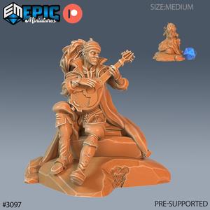 Bard Player Character Sitting ‧ DnD Miniature ‧ Tabletop Miniatures ‧ Gaming Monster ‧ 3D Model ‧ RPG ‧ DnDminis ‧ STL FILE