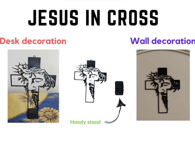 Jesus in Cross - Line art silhouette decor / Glow