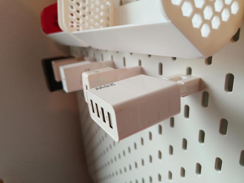 IKEA Skadis pegboard: EU phone charger holders