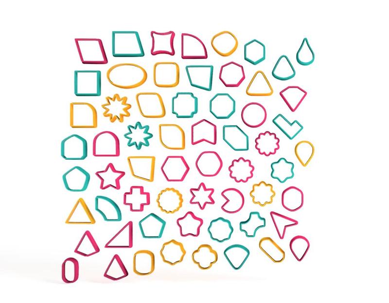 60 Cookie cutters Basic Shapes 2.5cm (0.98 inches)   