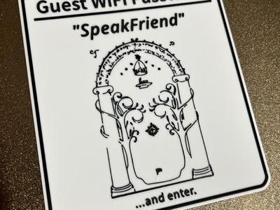 Door of Durin Guest WiFi sign