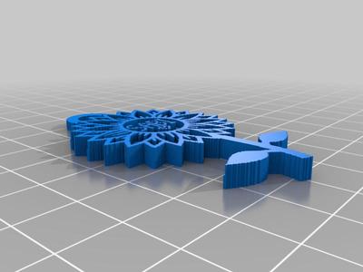 (3D Slash) Sunflower_Neg_Space_Pendant