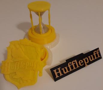 Harry Potter & the Philosopher’s Stone Board Game – Prototype – Hufflepuff House Points Hourglass & Base, House Points Counter & Base, Joiner, House Crest & House Placard
