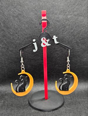 Halloween Cat on Moon earrings