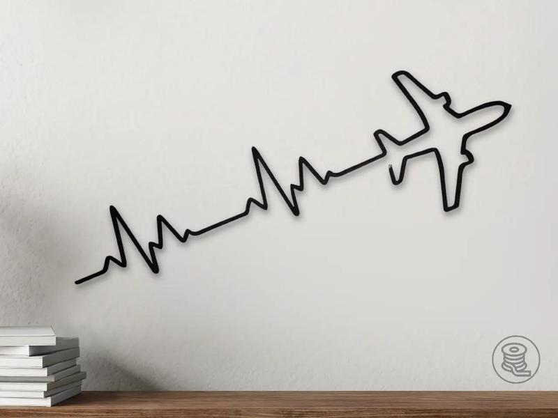 Plane Heart Beat Wall Art   
