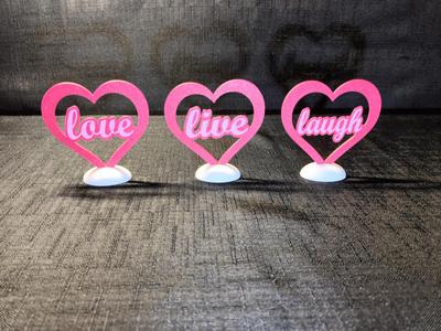 live, laugh, love hearts with stand 