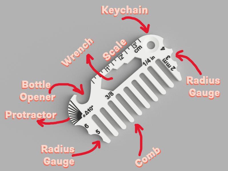 Multi tool Comb Keychain