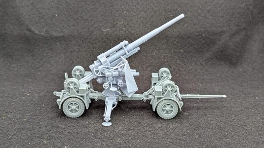 Anti-aircraft gun 88mm Flak 18 + 2 Crewmen - on wheels + on cross (Germany, WW2)