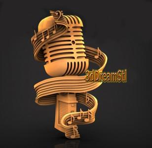 Microphone STL model, CNC router engraver, artcam, aspire, CNC files, wood, art, wall decor, CNC