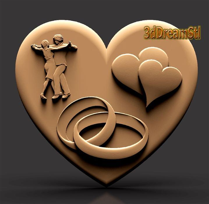 Heart STL model, CNC router engraver, artcam, aspire, cnc files, wood, art, wall decor, CNC