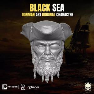 Black Sea Pirate Head for Action Figure