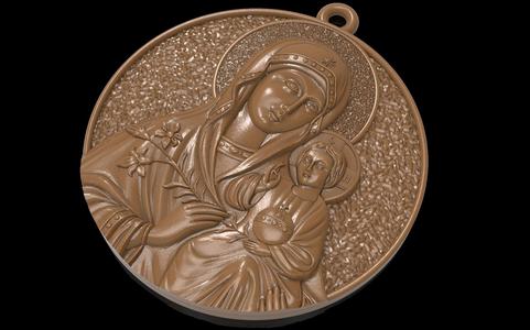 Mother Mary with Jesus Christ Saint pendant christian jewelry 3D print model