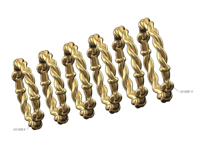 Double mirrored link eternity hoop wire ring US sizes 6to11 3d print model