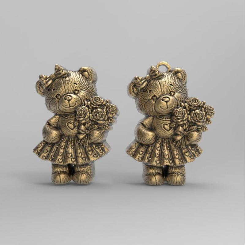 valentines teddy bear girl with roses