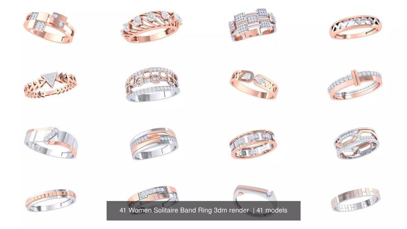 41 Women Solitaire Band Ring 3dm render  3D Model Collection