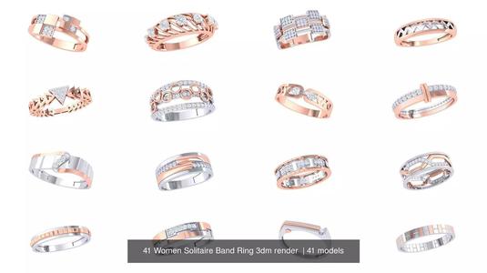 41 Women Solitaire Band Ring 3dm render  3D Model Collection