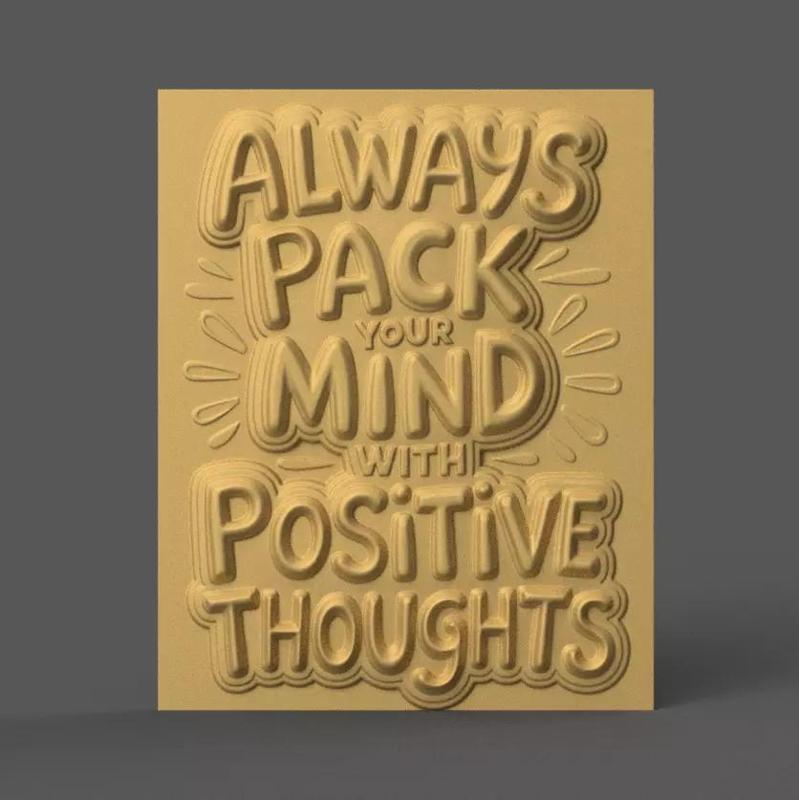 Positive Mindset 3D Plaque STL File Decor