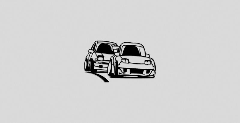 Mazda Rx-7 Toyota ae86 touge  Cartoonish initial d