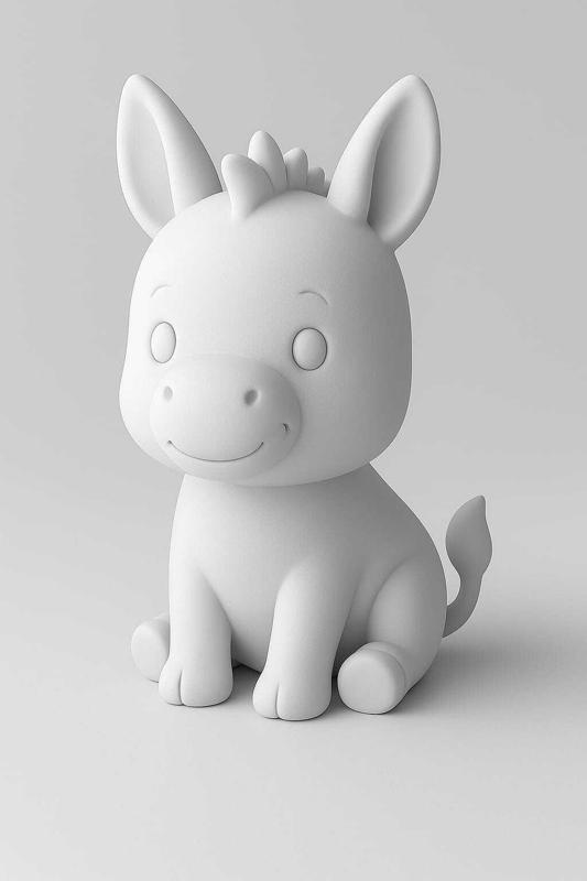Cute Cartoon Donkey – 3D Printable Animal Figurine STL