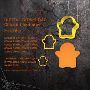 Ghost 6 Clay Cutter - Halloween Earring STL Digital File Download- 15 sizes and 2 Earring Cutter Versions, cookie cutter