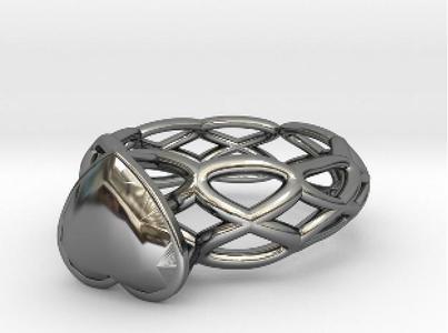 Archytas Curve Ring 17.53mm with Heart Gem