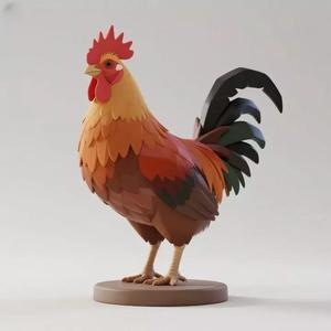 1137  Colorful 3D Model of a  Rooster on Base   pug