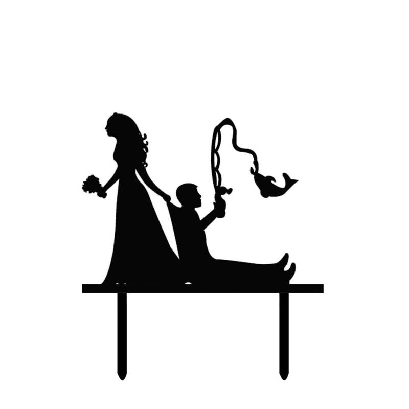 Cake Topper Adorno Torta - Boda Casamiento Escape Pesca Pescador Pez