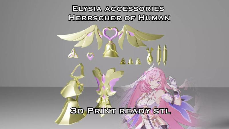 Elysia Accessories - Honkai Impact - 3D Print Ready STL