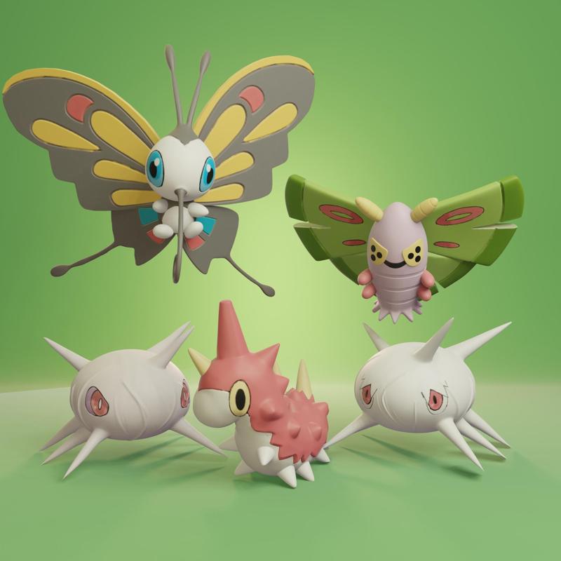 Pokemon - Wurmple, Silcoon, Cascoon, Dustox and Beautifly