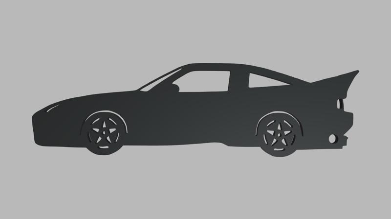 Keychain Silhouette Nissan 180SX Veilside Coupe 1990 Version