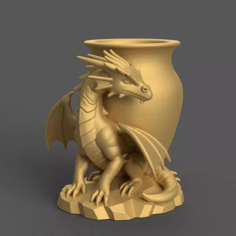 Dragon Planter Urn Fantasy Candy Candle Desk Container