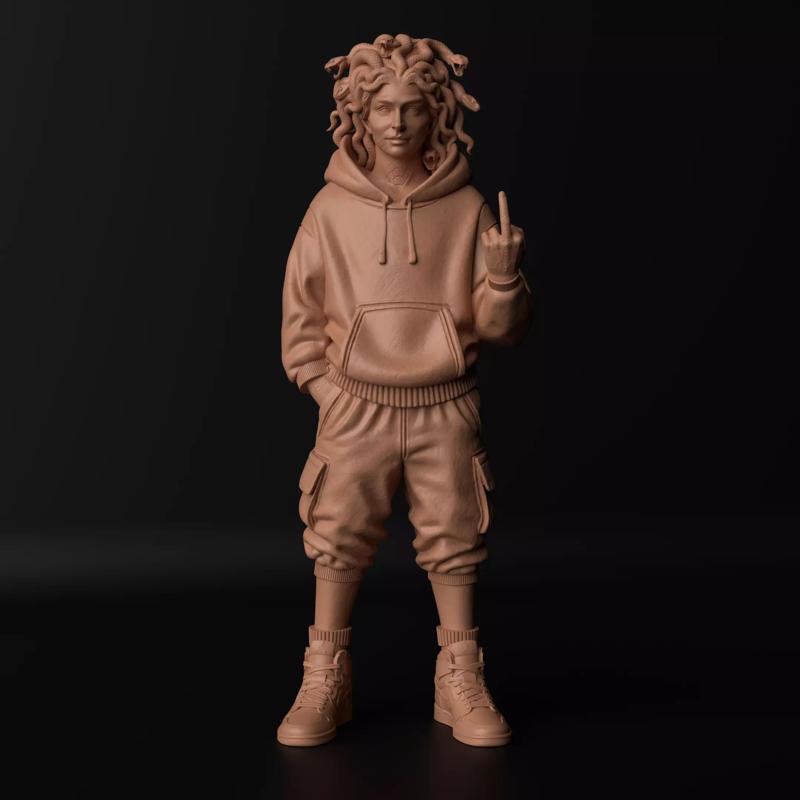 Medusa Swag Statue  Streetwear with Middle Finger Gesture