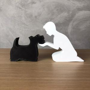 Boy and his Scottish Terrier for 3D printer or laser cut