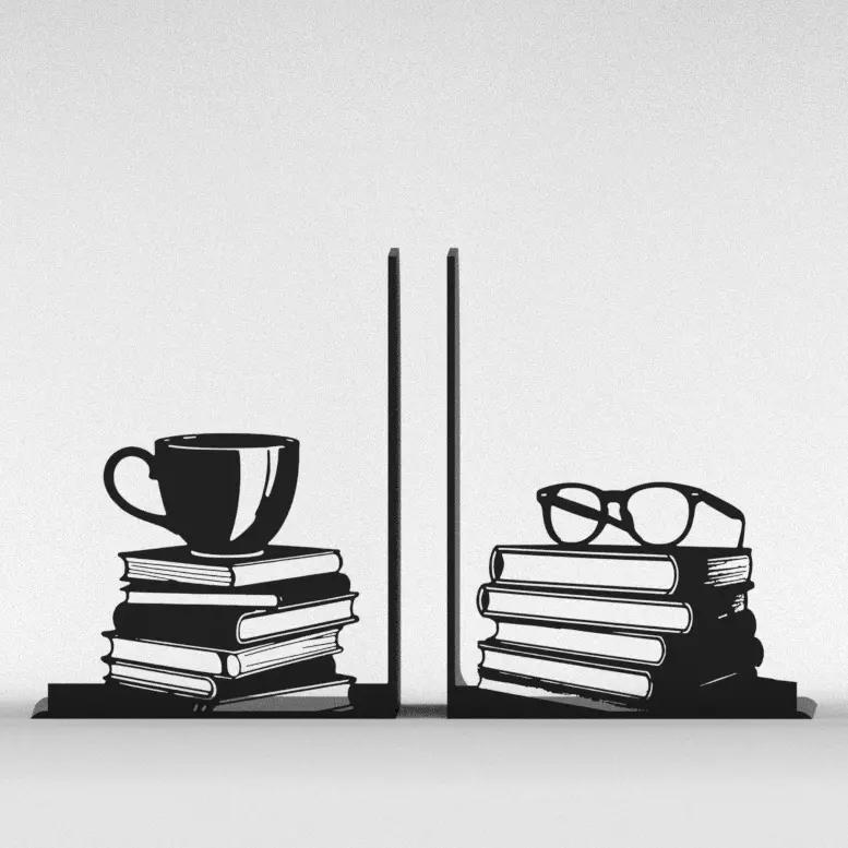 Coffee and Glasses Bookends