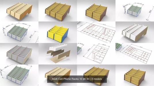 Multi Cell Phone Racks 10 24 30 3D Model Collection