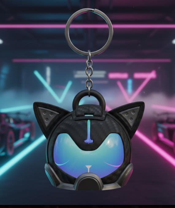 Cat Helmet Keychain - Neko RX-1 Biker Style - Fortnite - Ready to Print