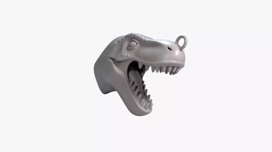 Dinosaur Head Keychain Fierce 3D STL File Printable Dino Charm