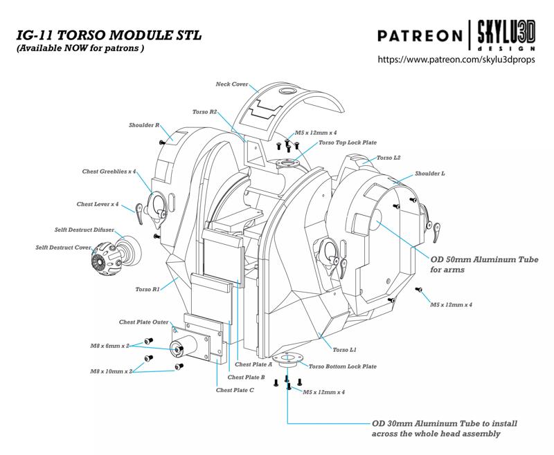 IG-11 Life Size Droid Torso 3D print ready STL - The Mandalorian