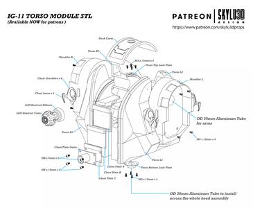 IG-11 Life Size Droid Torso 3D print ready STL - The Mandalorian