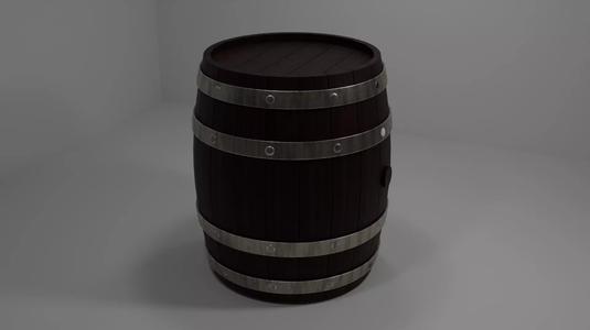 Realistic Wooden Barrel 3D Model Game Ready  PBR Textured