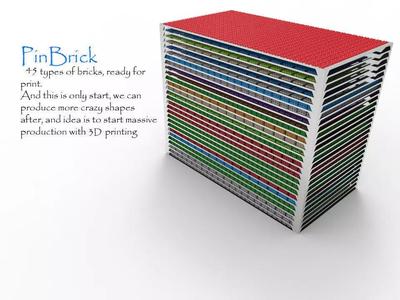 PinBrick set of lego bricks on table