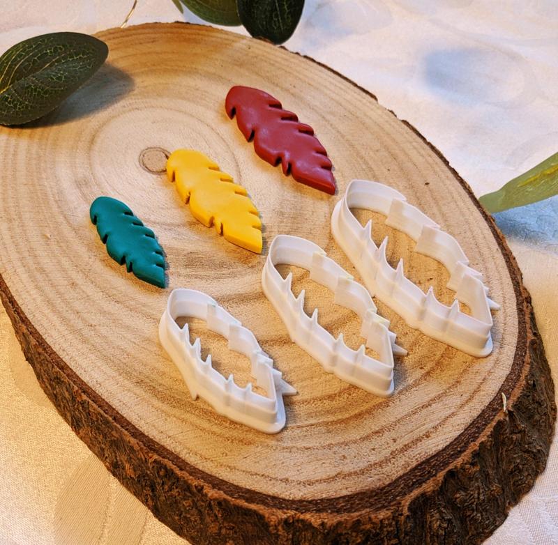 Polymer clay cutters, 40mm, 50mm, 60mm, feather design