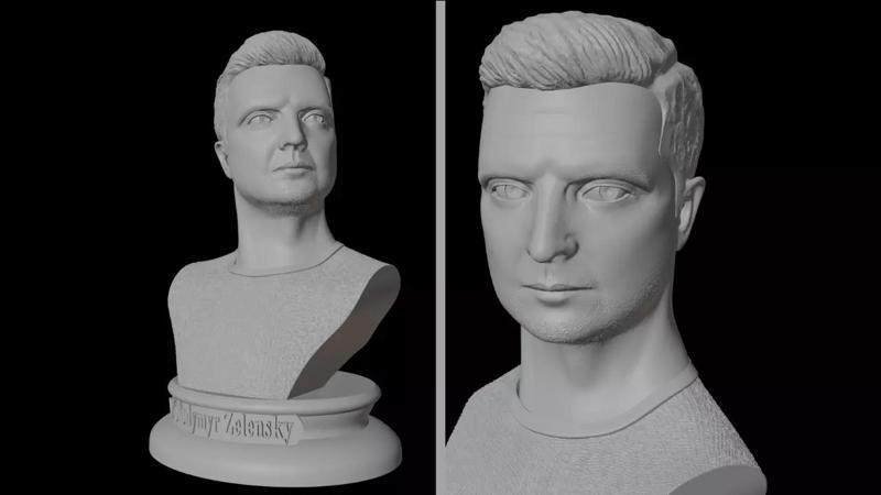 Zelensky Volodymyr President bust for 3D