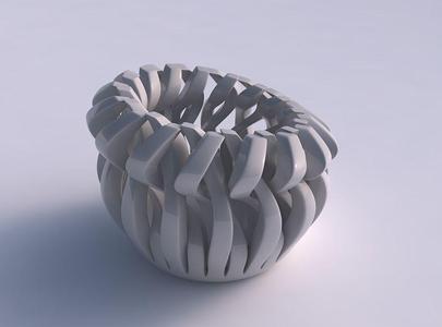 Bowl cylindrical with twisted sharp muscle structures squeeze...