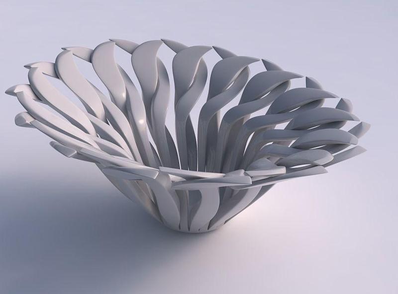 Bowl funnel with twisted sharp muscle structure squeezed with...