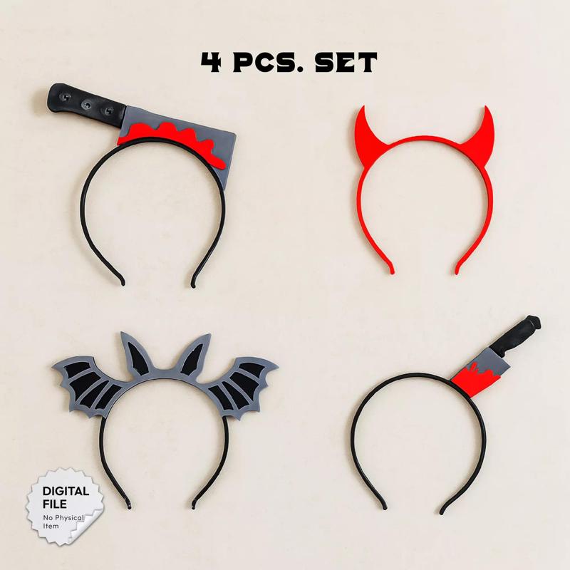 Halloween Party HeadBands Set - 4 Funny HeadBands